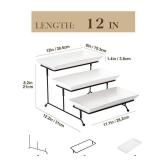 MALACASA 3 Tier Serving Trays for Party, Porcelain Serving Platters and Trays, 12 Inch Tiered Tray Stand, Fruit Tray, Trays for Serving Food, White Dessert Stand with Collapsible Sturdier Metal Rack