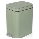 rejomiik Small Bathroom Trash Can with Lid Slim Soft Close Garbage Can Step Wastebasket Container Trash Bin for Office Bedroom Kitchen Living Room (1.9 Gallon Light Green)
