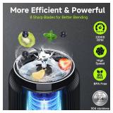 COKUNST Portable Blender, Small Smoothie & Shake Maker with 8 Blades, 17 oz (500ml) Personal Blender with LED Display, USB C Rechargeable Juice Mixer with Extra Lid for Travel, Office Gym, Home, Black