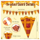 Gersoniel 5 Pieces Fall Thanksgiving Party Decorations Pumpkin Pie Pennant Banner Bunting Paper Triangle Flag Garlands for Cutie Pie Baby Shower Decor Home Mantel Friendsgiving Harvest Party Supplies