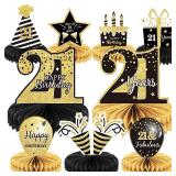 9 Pieces 21st Birthday Decoration 21 st Birthday Centerpieces for Tables Decorations Cheers to 21 Years Honeycomb Table Topper for Men and Women 21 Years Party Decor Supplies