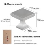 homdiy 25 Pack Cabinet Knobs Brushed Nickel Drawer Knobs - Square Cabinet Knobs for Dresser Drawers Silver Kitchen Cabinet Hardware