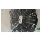 50FT Black Outdoor Extension Cord, Evenly Spaced 6 Outlets Plugs with Waterproof Cover, 16/3 SJTW Weatherproof Multiple Outlets Wire for Holiday Light and Halloween Christmas Decoration, ETL Listed