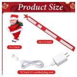 Enhon Electric Climbing Santa Claus on Ladder Decoration, 26 Inch Animated Musical Santa Claus up and Down to Christmas Tree with Bag Moving Indoor Ornament for Home Gift Party Decor
