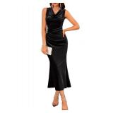 GRACE KARIN 2025 Velvet Wedding Guest Dresses for Women Winter Formal Cocktail Maxi Dress Evening Gown Black XX-Large