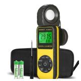 Digital Lux/Foot Candle Light Meter, AIOMEST Illuminance Lumen Tester 0.01~400,000 Lux, Handheld Luxometro AI-881D for LED Plant Grow Lighting, Luxmeter w/Data Logging & Rotatable Detector