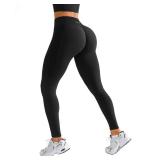 BRXL Butt Lifting Workout Leggings for Women Tummy Control High Waist Seamless No Front Seam Gym Yoga Running Leggings Black L