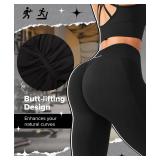 BRXL Butt Lifting Workout Leggings for Women Tummy Control High Waist Seamless No Front Seam Gym Yoga Running Leggings Black L