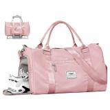 FIORETTO Womens Gym Tote Duffle Bag with Wet Pocket & Shoe Compartment, Sports Duffel Overnight Weekender Hospital Workout Carry on Bag for Girls, Ideal for Travel, Swimming, Dance, Ballet Pink