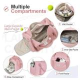 FIORETTO Womens Gym Tote Duffle Bag with Wet Pocket & Shoe Compartment, Sports Duffel Overnight Weekender Hospital Workout Carry on Bag for Girls, Ideal for Travel, Swimming, Dance, Ballet Pink