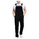 Yuanbang Denim Overalls Mens Pants Work Utility Jumpsuit Stretch Jeans Bib Coveralls(Black,XL)