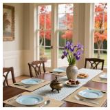 Homaxy Cloths Placemats for Dining Table Set of 6, Heat Resistant Washable Cotton Linen Blend Table Mats, Easy to Clean Place Mats for Indoor Outdoor Party Kitchen Decoration, 13\" x 19\", Flaxen