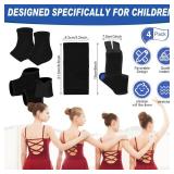 Tarpop 2 Pairs Kids Ankle Brace Set Foot Support Stabilizer Wraps Protector Guard Knitted Ankle Sleeve Sock Support Compression Socks for Injury Prevention(Black, Medium)