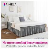 RIMELA Grey Queen Size Bed Skirt 15 Inch Drop,Elastic Bed Skirting, Light Gray Bedskirt for Adjustable Bed Base and Frame, Lightweight Wrap Around Dust Ruffle
