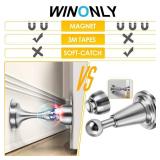 Door Stopper, Magnetic Door Stop, Soft-Catch Magnetic Door Catch, Door Hold Open, Stainless Steel, Brushed Satin Nickel Chrome, Hold Your Door Open Softly, Wall Mount, 1 Pack