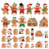55 Pcs Christmas Crafts Kits for Kids DIY Gingerbread Ornaments Kit Make Your Own Gingerbread Man Arts and Crafts Projects for Kids Ages 3 4 5 6 8 10