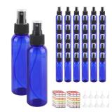 YEUIKERR 36 Pack Blue Small Spray Bottles 4 oz/120 ml Plastic Spray Bottles, Fine Mist Empty Small Travel Spray Bottle, Refillable Mini Sprayer Empty Bottle Bulk with 10 Funnels and 10 Labels