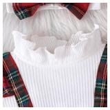 Christmas Toddler Girl Plaid Dress Long Sleeve Bow Patchwork Rib Ruffled Shirts Dress Baby Xmas Outfit (US, Age, 2 Years, 3 Years, Red)