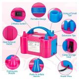 AGPTEK Electric Air Balloon Pump, 110V 600W Rose Red Portable Dual Nozzle Inflator/Blower for Party Decoration