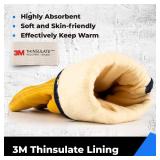 toolant Winter Leather Work Gloves, Warm Thinsulate Lining for Cold Weather Work, 100% Full Grain Cowhide with Abrasion and Puncture Resistance, Size Large