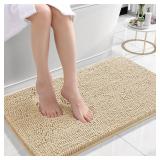 OLANLY Bathroom Rugs 24x16, Extra Soft Absorbent Chenille Bath Rugs, Rubber Backing Quick Dry, Machine Washable Bath Mats for Bathroom Floor, Tub and Shower, Home Decor Accessories, Beige