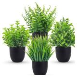 Der Rose Fake Plants 4 Packs Artificial Plants Small Faux Plants Black Bathroom Accessories for Halloween Bathroom Home Kitchen Coffee Table Office Desk Decor Indoor