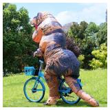 BONAWEN Inflatable Dinosaur Costume for Adult Halloween T-rex Inflatable Costumes Funny Cosplay Halloween Fancy Dress (Brown)