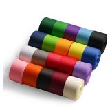 Grosgrain Ribbon 1 inch 20 Colors 5 Yards/Roll, Total 100 Yards Per Package for Christmas Tree, Wreath Decorations, Bow Making, Gift Wrapping, Flower Bouquet