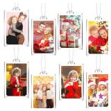 Weysat 8 Pcs Christmas Photo Ornaments Small Hanging Picture Frame Ornaments Wallet Size Picture Frames for Christmas Tree Decoration Tear the Scratch Film Before Use(2 x 3 Inch,Vertical)