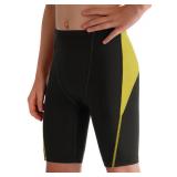 MIVEI Boys Swim Jammers - Youth Competitive Swim Racing Team Swimming Shorts Swimsuit Trunks Bathing Suit Quick Dry UPF 50+ Black/Yellow