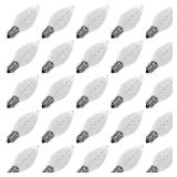Meconard C7 Led Replacement Christmas Light Bulbs, C7 Shatterproof Led Bulbs for Christmas Indoor Outdoor String Lights, E12 Candelabra Base, Commercial Grade Holiday Bulbs, Cool White, 25 Pack