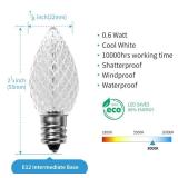 Meconard C7 Led Replacement Christmas Light Bulbs, C7 Shatterproof Led Bulbs for Christmas Indoor Outdoor String Lights, E12 Candelabra Base, Commercial Grade Holiday Bulbs, Cool White, 25 Pack