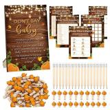 Patelai 321 Pcs Fall Thanksgiving Baby Shower Game Supplies Rustic Fall Baby Shower Bingo, Guess Who Mommy or Daddy Friendsgiving Little Pumpkin Is on The Way Photo Booth Photography