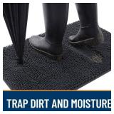 OLANLY Dog Door Mat for Muddy Paws 24x16, Absorbs Moisture and Dirt, Absorbent Non-Slip Washable Doormat, Quick Dry Chenille Mud Mat for Dogs, Entry Indoor Entryway Carpet for Inside Floor, Dark Grey