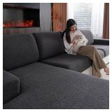 OHSIO Couch Cushion Covers for Sectional Sofa, Stretch Soft Sofa Slipcovers Washable Wear-Resistant Universal Furniture Protector for Living Room(1 Piece Back Couch Cover, Dark Gray)