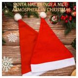 Vicenpal 50 Pcs Santa Hats Bulk Christmas Party Non Woven Fabric Xmas Hats Christmas Holiday Costume Favor Supplies (Red)