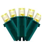 YULETIME 200 Warm White Wide Angle LED Christmas Lights, 66 Feet Green Wire UL Certified 5mm Holiday String Light Set (Warm White)
