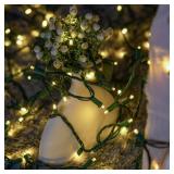 YULETIME 200 Warm White Wide Angle LED Christmas Lights, 66 Feet Green Wire UL Certified 5mm Holiday String Light Set (Warm White)