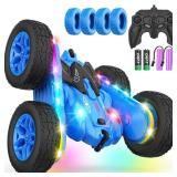 Terucle Remote Control Car, Rc Cars Stunt Toys New Upgraded Strip Lights and Headlights Toys Double-Sided 360Â° Rotating 4WD Drift Truck for Boys Girls Birthday Gift (Blue)