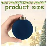 Liliful 15 Pcs Velvet Christmas Balls Bulk Flocked Christmas Tree Ball Ornaments Plastic Xmas Decorative Hanging Ornaments(Navy Blue)
