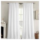 MIULEE White Linen Curtains 90 Inches Long 2 Panels for Bedroom Living Room, Soft Thick Linen Textured Back Tab Window Drapes Semi Sheer Light Filtering Rod Pocket Modern Farmhouse Decor