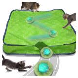 Waaiio Interactive Cat Toys for Indoor Cats,Automatic Moving Cat Ball in Pouch,Chirping Stimulation,Hide-n-Seek Chase Exercise Game,Motion Activate,Rechargeable Kitten Toys