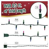 Warm Multi Color Christmas Lights - 6.3 ft String of 35 Incandescent Mini Bulbs Multifunctional Lighting Modes, for Decorative, Bedroom, Outdoor, Xmas Twinkle Tree Lights with Green Wire Total 6.6 ft