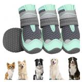 SlowTon Dog Shoes for Large Small Medium Dogs - Breathable Dog Boots for Summer Hot Pavement, Paw Protector for Outdoor Walking Winter Snow, Anti-Slip Rubber Dog Booties for Hard Floor (GR, 1)