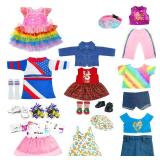 18-inch-Doll-Clothes-Accessories ARTST 18 Doll Accessories American Doll Clothing Dress Outfit Set with Hat Shoes Socks WaistBag for Girls