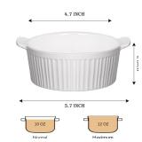Delling Ramekins with Handle, 6 PACK Soup Bowls for French Onion Soup, Pot Pie, Lava Cakes, Creme Brulee, 12 Oz Porcelain Souffle Dish for Baking, White