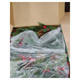 Christmas Wreath with Lights 24 Inch Real Touch Pine Wreath with Red Berries/Pine Cone Prelit Christmas Wreaths for Front Door Outdoor Christmas Decorations Winter Wreath for Windows Indoor Holiday