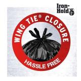 Iron-Hold Contractor Trash Bags - 45 Gallon, 18 Bags, Wing Tie Closure, 3 MIL Thick, Gusseted Bottom, Black - Heavy Duty Industrial Strength Garbage Bags