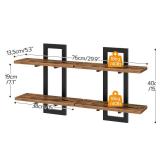 HOOBRO Floating Shelves, 15 Inch Wall Shelf Set of 2, Wall Mounted Storage Shelves 2-Tier, Hanging Bathroom Shelves, for Living Room, Bedroom, Bathroom, Kitchen, Rustic Brown and Black BF32BJ01