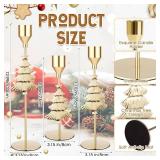 Ziliny 6 Pcs Christmas Tree Taper Candle Holders, 3 Size Gold Christmas Candlestick Holders, Xmas Candle Holder Vintage Decorative for Table Centerpiece Mantel Decor Holiday Housewarming Gifts
